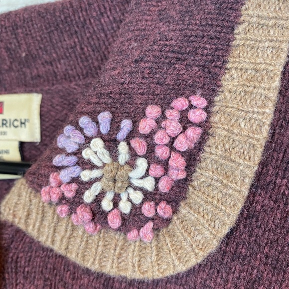 Y2K Woolrich Floral Embroidered Button Cardigan Cabernet Style Size 2XL - Picture 6 of 12